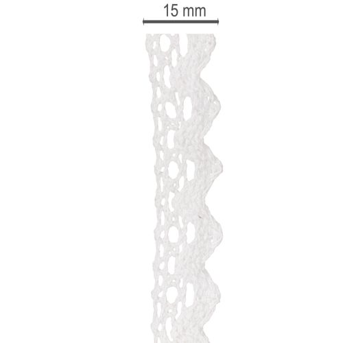 Ruban de dentelle décoratif, galon de coton fin pour travaux manuels, 15 mm de large, 10 m de long | Floristik24.be