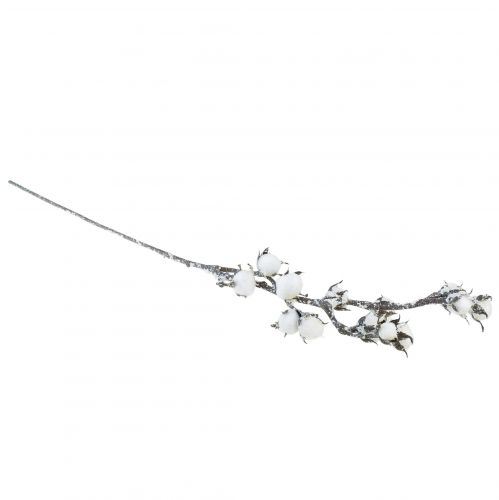 Article Branche de coton artificielle fleurs en coton avec neige 79cm