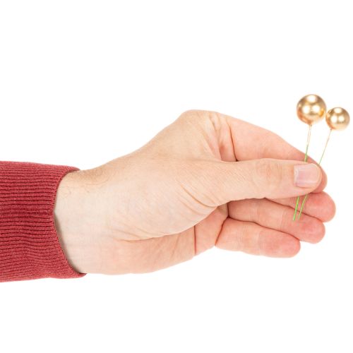 Boules artificielles dorées sur fil de fer pour compositions festives, 2 cm, 48 pièces | Floristik24.be