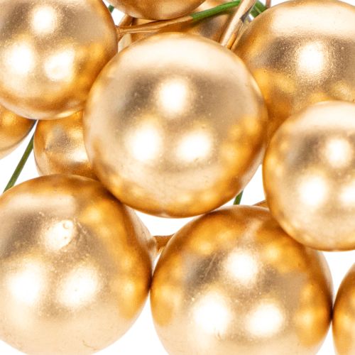 Boules artificielles dorées sur fil de fer pour compositions festives, 2 cm, 48 pièces | Floristik24.be