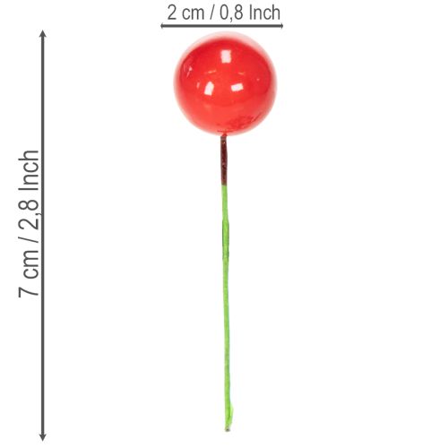 Mini boules de Noël artificielles rouges en forme de baies, 2 cm, lot de 48. | Floristik24.be