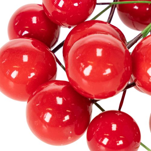 Mini boules de Noël artificielles rouges en forme de baies, 2 cm, lot de 48. | Floristik24.be