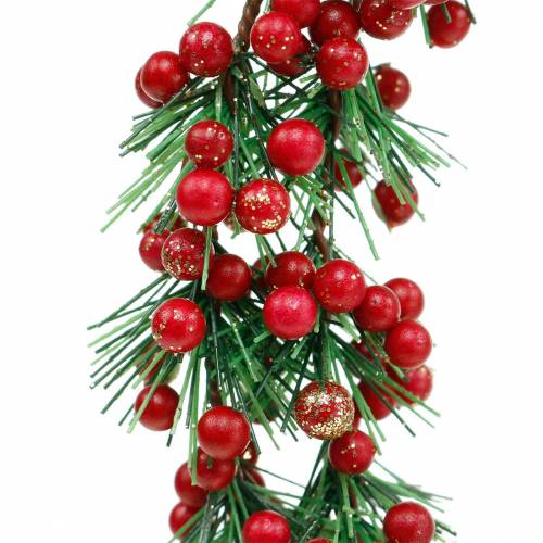 Floristik24 Couronne de baies artificielles vertes, rouges pailletées Ø18cm