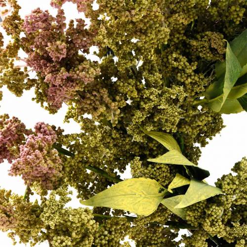 Floristik24 Couronne de bruyère artificielle vert, rose Ø72cm