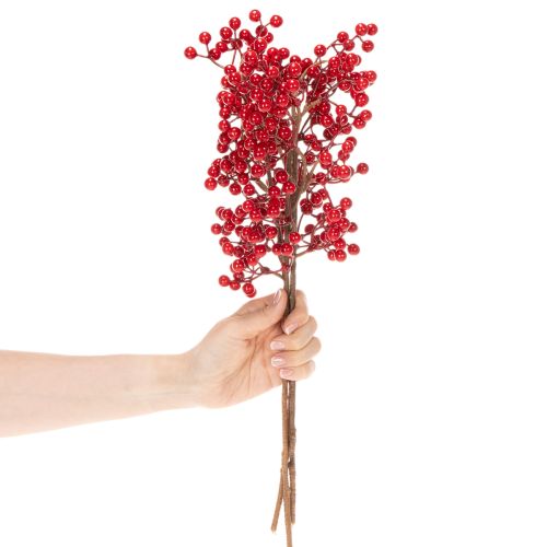 Branche de houx artificielle à baies rouges, branche décorative pour vases, 47 cm, lot de 3 | Floristik24.be