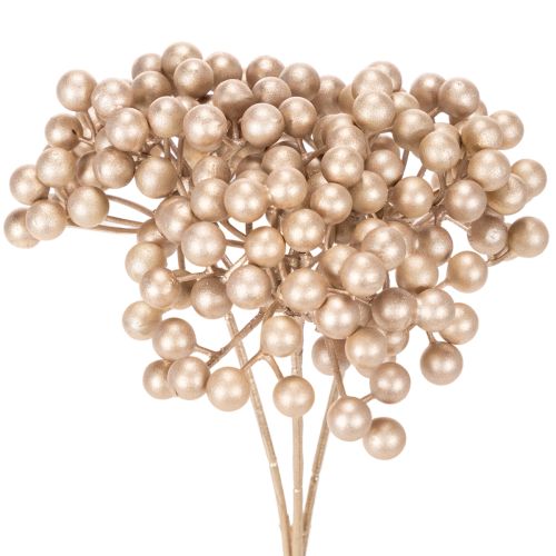 Branche de baies artificielles, décoration couleur champagne, 28 cm, lot de 3 acheter | Floristik24.be