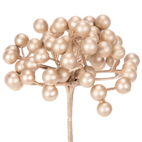 Branche de baies artificielles, décoration couleur champagne, 28 cm, lot de 3 | Floristik24.be