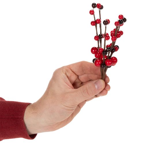 Branche artificielle avec baies rouges, 15 cm, lot de 6 | Floristik24.be