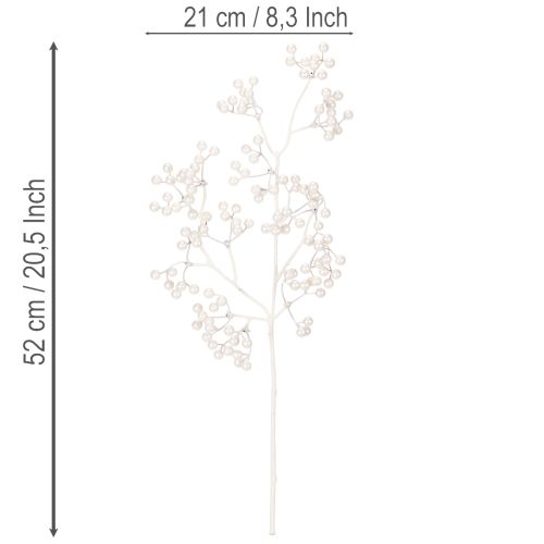 Branche de baies blanches artificielles, fournitures de décoration/loisirs créatifs, 52 cm | Floristik24.be
