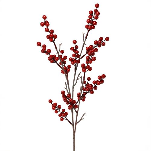 Branche de baies artificielles rouge, branche décorative 68cm