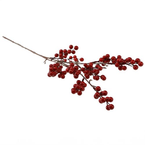 Article Branche de baies artificielles rouge, branche décorative 68cm