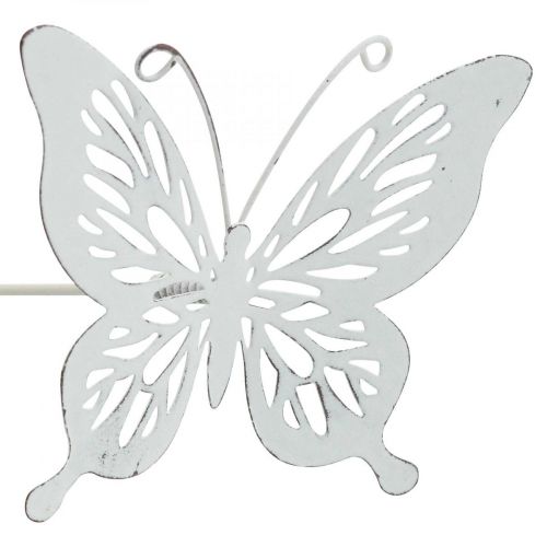 Floristik24 Piquet de lit en métal papillon blanc 43x10,5x8cm 3pcs