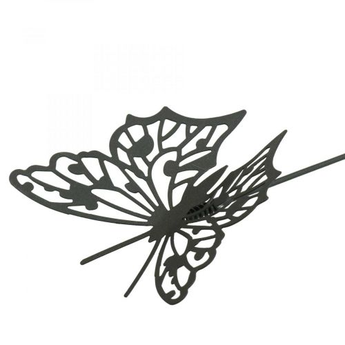 Bouchon fleur métal papillon noir 10.5×8/44cm 3pcs