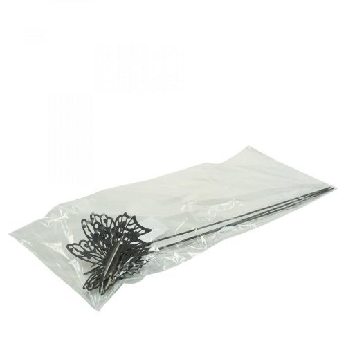 Article Bouchon de fleur en métal papillon noir 10,5×8/44cm 3 pcs