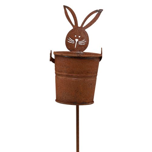 Floristik24 Bouchon de lit lapin rouille avec seau jardinière vintage 5x11cm