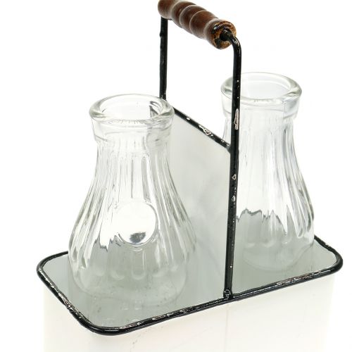 Floristik24 Vases bouteilles déco dans support métal H25cm