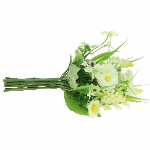 Floristik24 Bouquet printanier avec bellis et jacinthe artificielle blanche, jaune 25cm