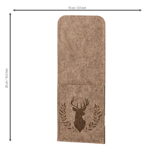 Pochette à couverts à motif cerf, en feutre, 26 cm, lot de 4 | Floristik24.be