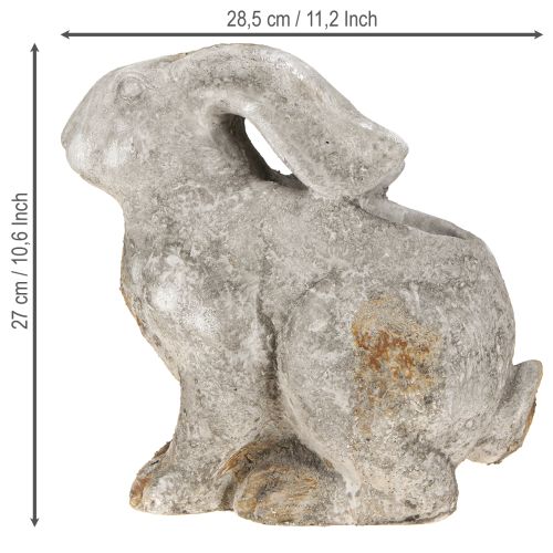 Article Pot de fleurs déco Lapin de Pâques Pierre coulée Gris H27cm