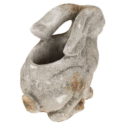Article Pot de fleurs déco Lapin de Pâques Pierre coulée Gris H27cm