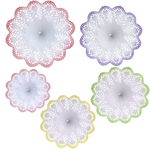 Floristik24 Lot de collerettes en papier dentelle Bords colorés Assorties 25p