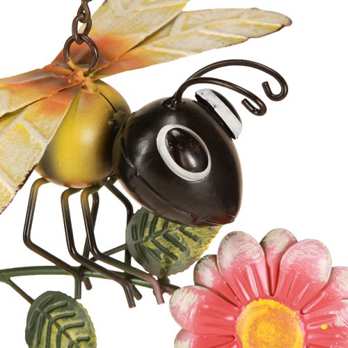 Article Décoration de jardin en métal en forme d&#39;abeille à suspendre peinte 21×21cm