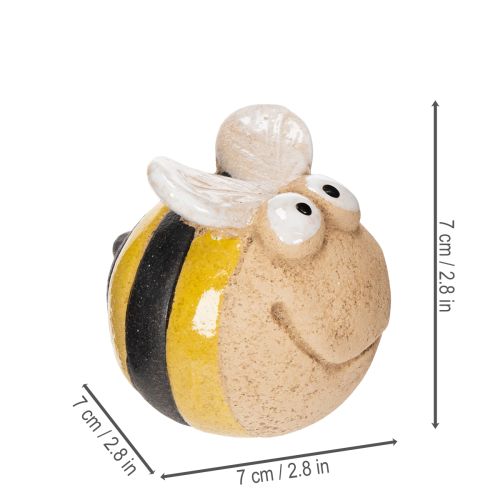 Article Figurine d'abeille en céramique pour une touche décorative raffinée sur les rebords de fenêtres ou dans les pièces à vivre, 7 cm, lot de 3