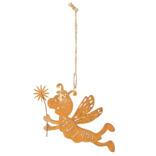 Décoration abeille suspendue, métal couleur rouille, décoration estivale, 12 cm, lot de 6 | Floristik24.be