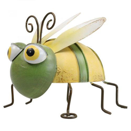 Floristik24 Figurine de jardin abeille, figurine décorative métal insecte H9,5cm vert jaune