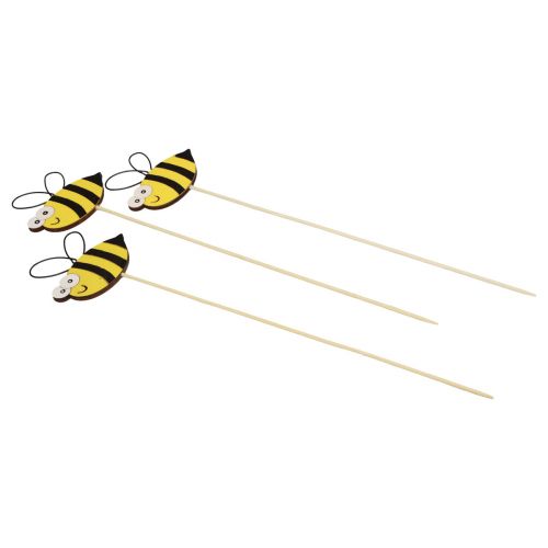 Floristik24 Décoration printanière, bouchon de fleur en bois, décoration abeille 7,5×7cm 12pcs