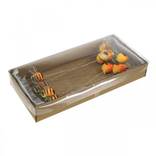 Floristik24 Déco abeille, décoration printanière, abeille sur fil orange, jaune B5/6.5cm 12pcs