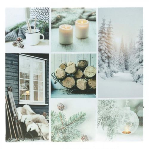 Floristik24 Murale LED Noël rustique blanc 38 × 38cm Pour batterie