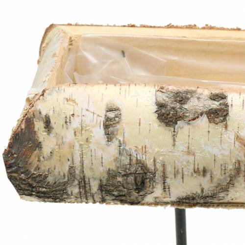 Floristik24 Jardinière en bouleau avec base en métal 35x12cm H27cm