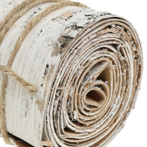 Floristik24 Rouleau d'écorce de bouleau blanchi à la chaux 10cm x 2.5m