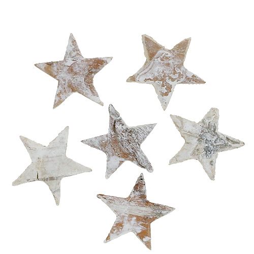 Article Étoiles bouleau mini 2cm - 2,5cm blanchies à la chaux 150 pcs