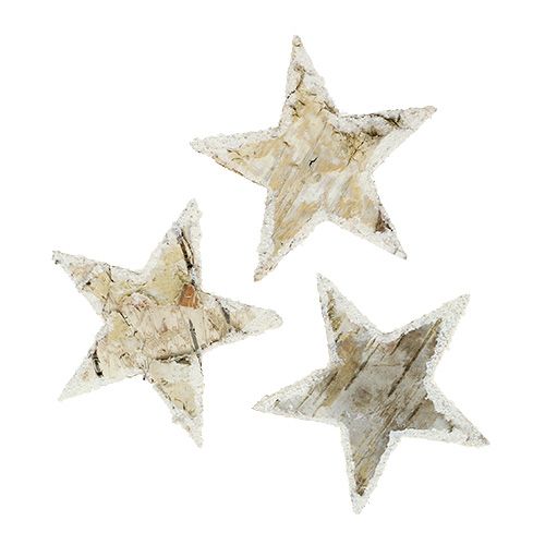 Floristik24 Étoiles de bouleau enneigées naturelles 6,5 cm 30 pcs