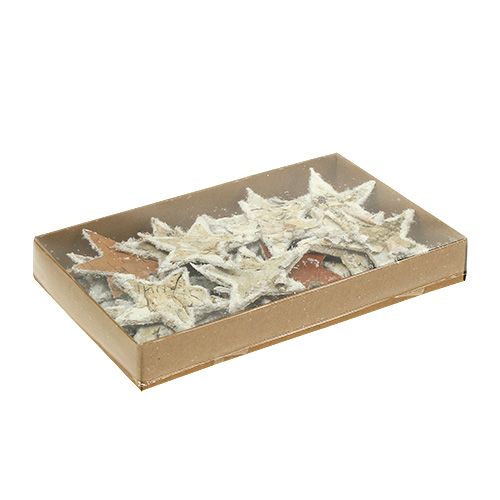Article Étoiles de bouleau enneigées naturelles 6,5 cm 30 pcs