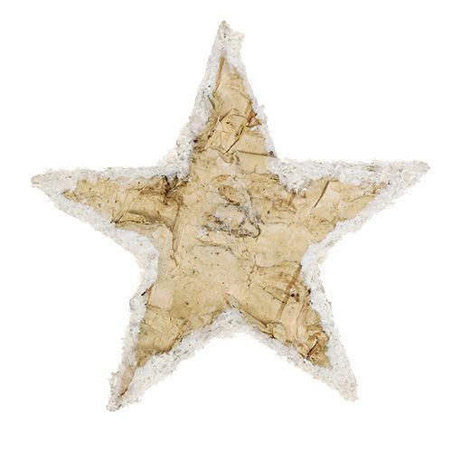 Article Étoiles de bouleau recouvertes de neige 4cm naturel 60 pcs