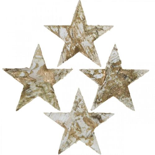 Article Étoile décorative en écorce de bouleau étoiles de bouleau naturel, doré 6,5 cm 30 pcs