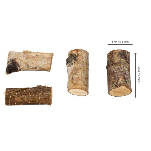 Morceaux décoratifs en bois de bouleau avec écorce, pour loisirs créatifs, 3 cm, 300 g | Floristik24.be