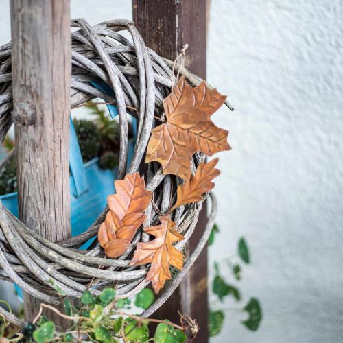 Floristik24 Feuilles en métal pour accrocher des feuilles d'automne brun rouille 7.5-10cm 4pcs