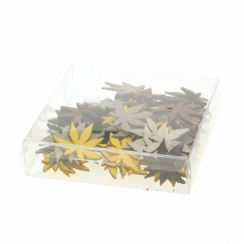 Article Décoration à disperser feuilles jaunes, marron, platine assorties 4cm 72 pcs