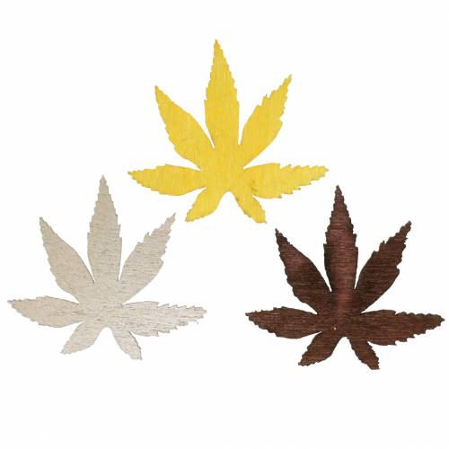 Floristik24 Décoration à disperser feuilles jaunes, marron, platine assorties 4cm 72 pcs