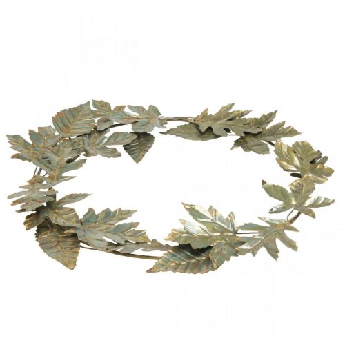 Article Anneau décoratif guirlande métal décoration murale feuilles laiton Ø52cm