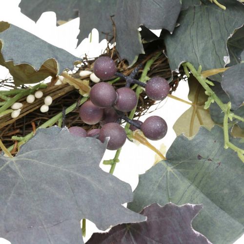Couronne décorative feuilles de vigne et raisins Couronne d&#39;automne vignes Ø60cm