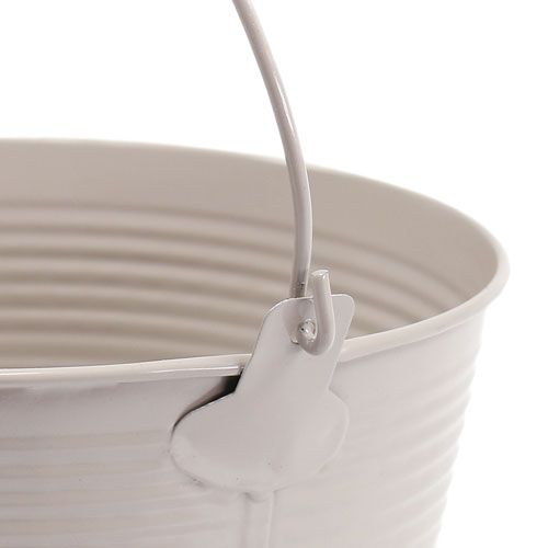 Floristik24 Seau en étain avec motif de rainures Ø18cm H17.5cm
