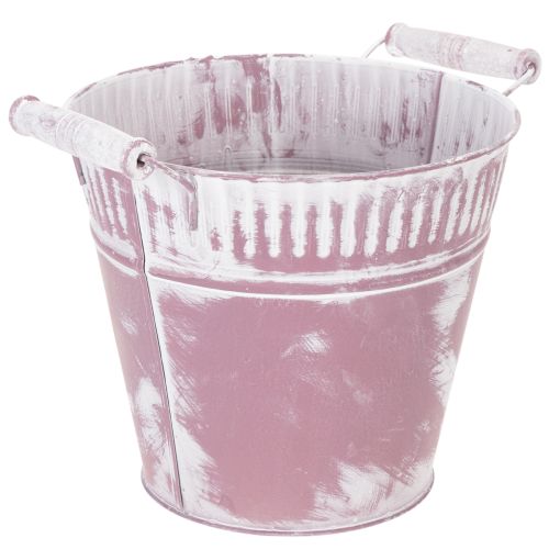Seau en fer-blanc, délavé violet et blanc, Ø19cm H17cm, 1 pc. | Floristik24.be