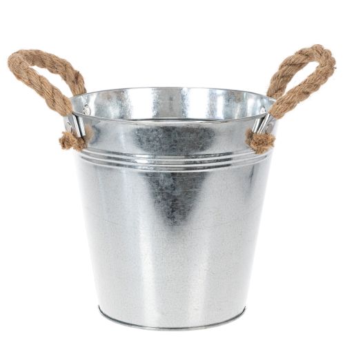 Seau en métal brillant avec poignées en corde, Ø18cm acheter | Floristik24.be