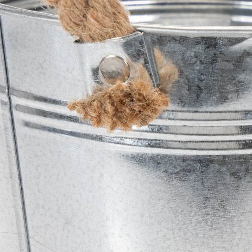 Seau en métal brillant avec poignées en corde, Ø18cm | Floristik24.be