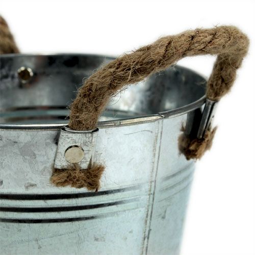 Article Pot de fleur seau décoratif en métal avec poignées en corde Ø20cm